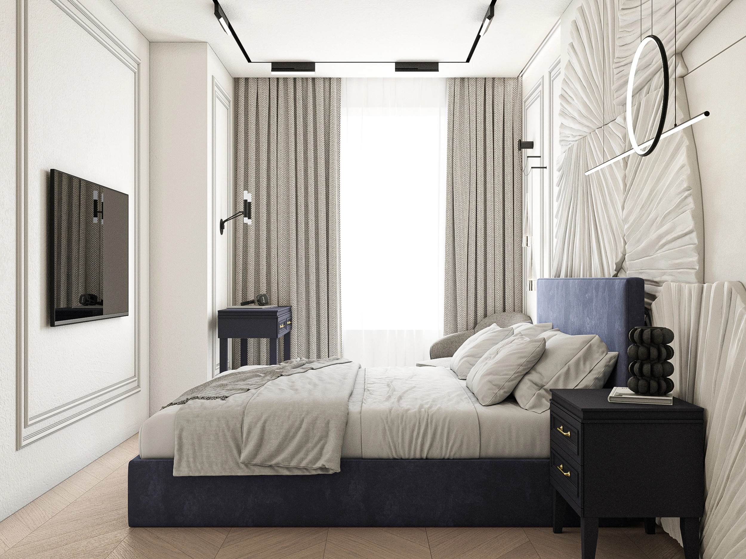 Дизайн-проект спальни со встроенной мебелью