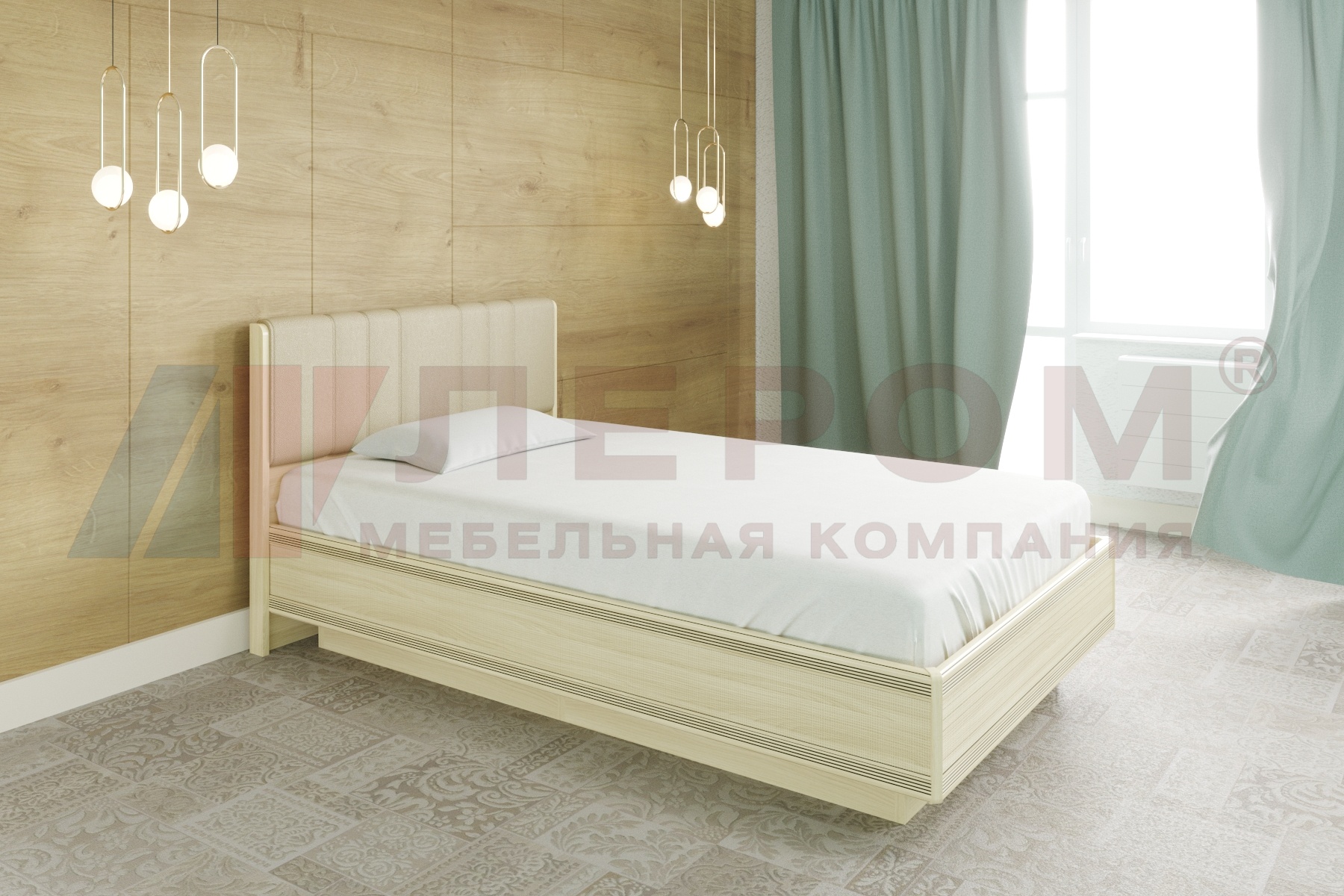 Кровать Карина 120*200 Ясень Асахи велюр