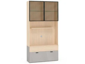 Секция 2дв.стекл. Chelsea серая, полки стекл. с тумбой ТВА T1T Секция 2дв.стекл. Chelsea серая, полки стекл. с тумбой ТВА T1T