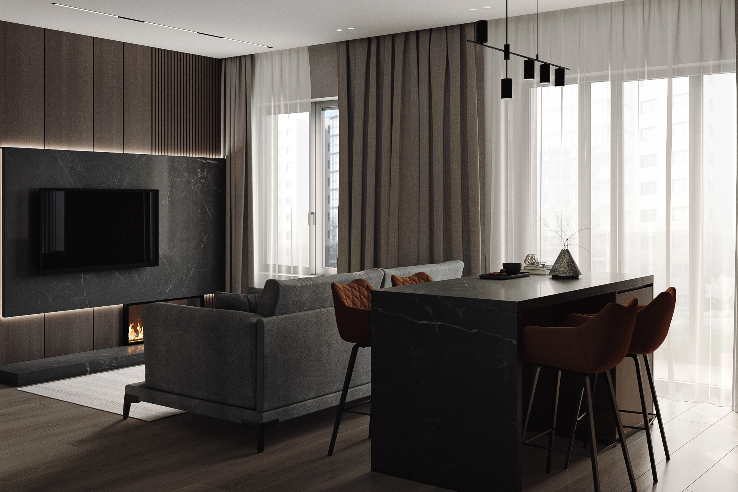 Дизайн-проект кухня-гостиная