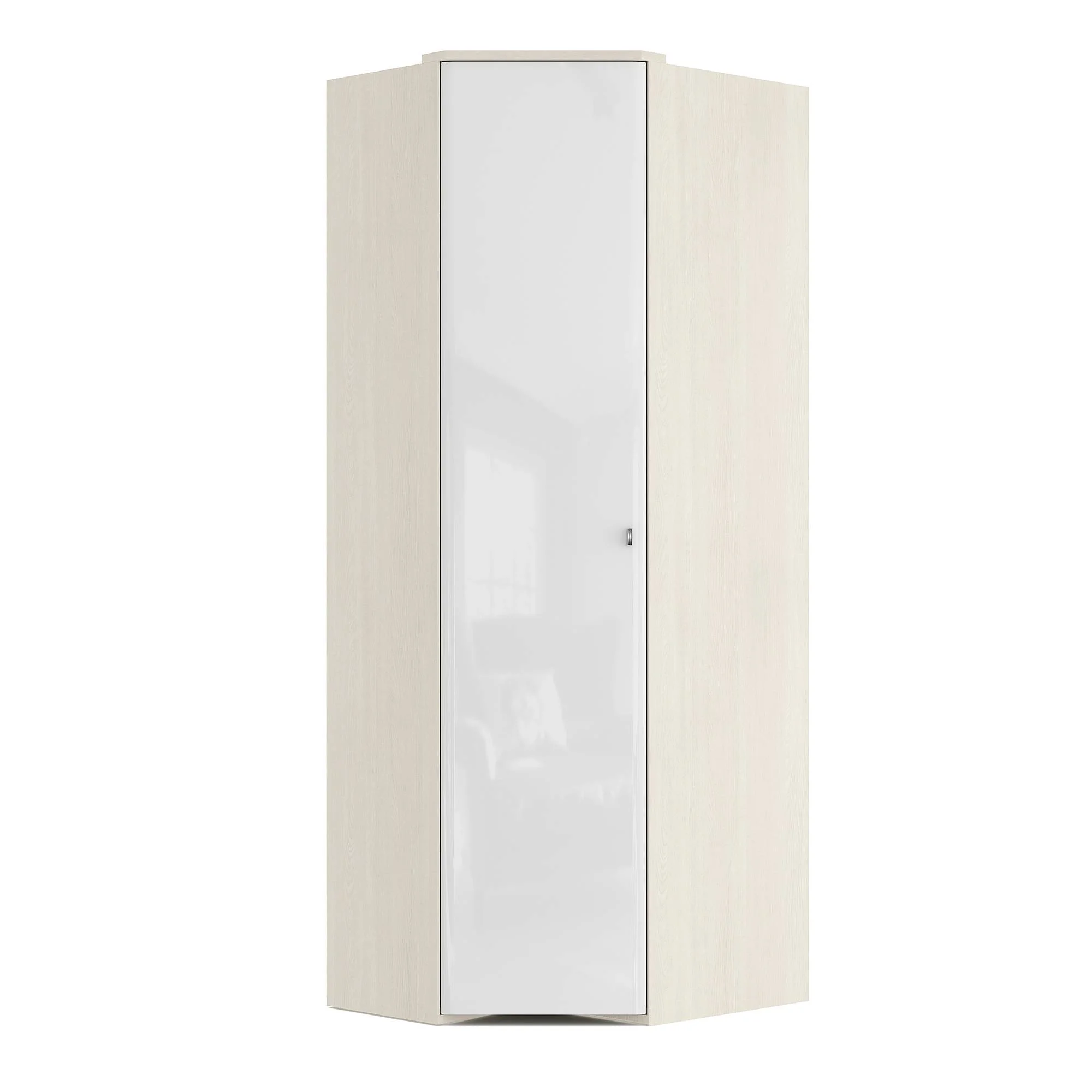 Шкаф угловой Elegante, Вяз светлый/ Белый глянец