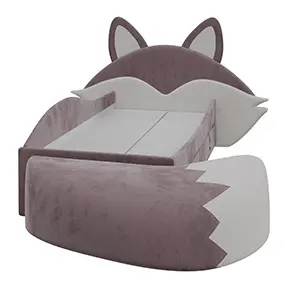 Фокс Кровать с 2мя ящ. в мягкой обивке Лиса с хвостом, Сливовый Фокс Кровать с 2мя ящ. в мягкой обивке Лиса с хвостом, Сливовый