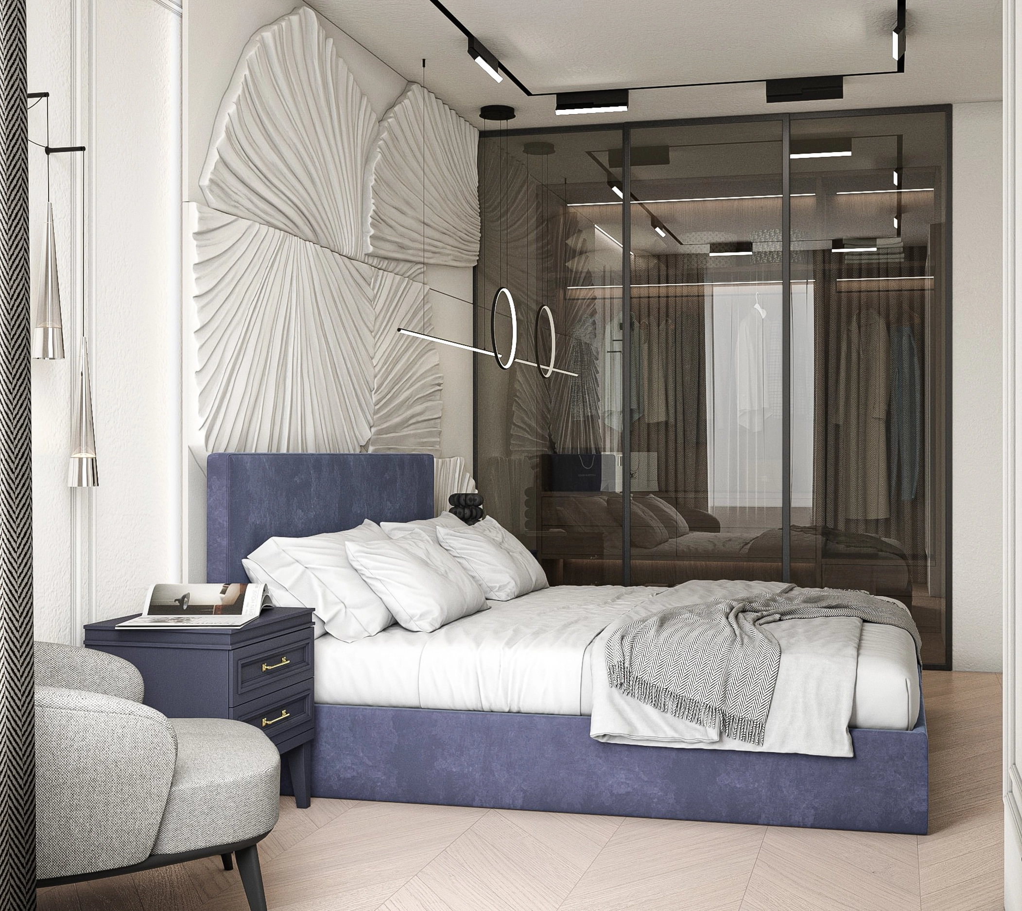 Дизайн-проект спальни со встроенной мебелью