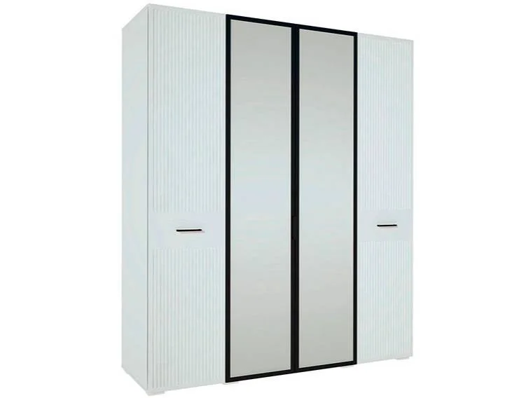 Шкаф для одежды 4дв. с зерк. Хилтон ХТ-183.03 , Д1, Белый премиум