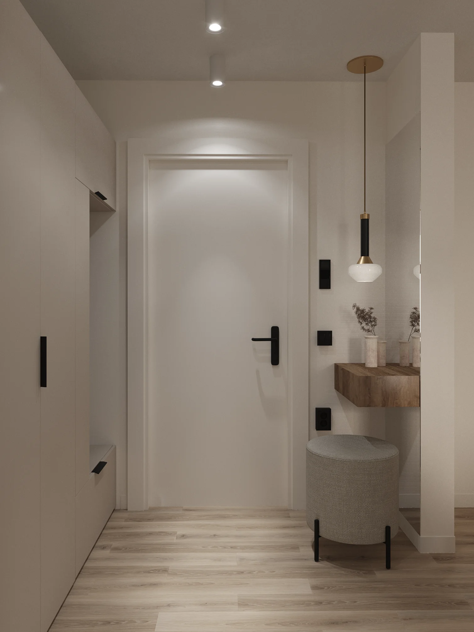 Дизайн-проект прихожей с навесной тумбой