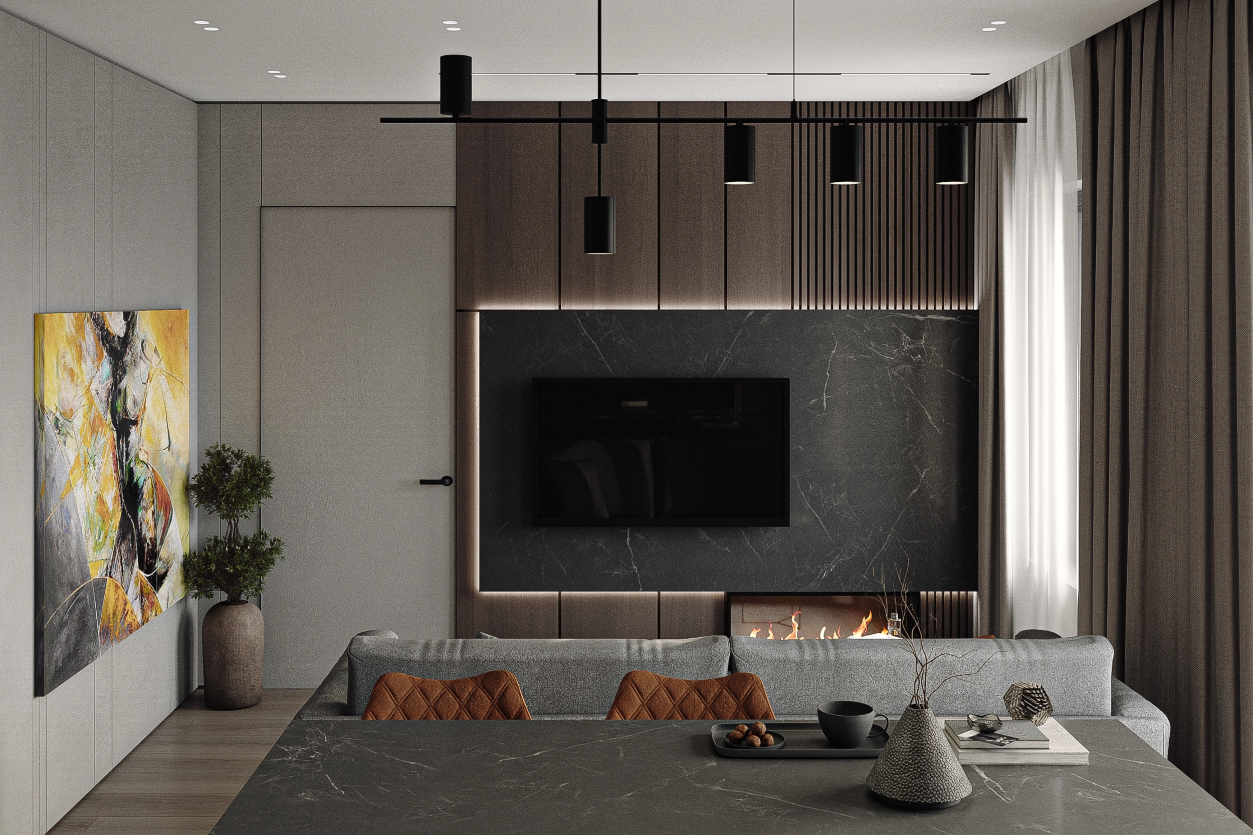 Дизайн-проект кухня-гостиная