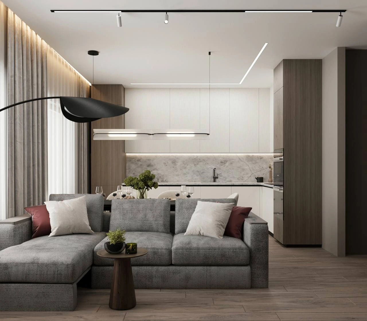 Дизайн-проект большой кухни-гостиной