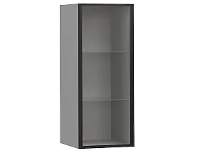 Секция навесная Челси серая, Римини серая 1дв.стекл., стекл.полки выс.1152 Секция навесная Челси серая, Римини серая 1дв.стекл., стекл.полки выс.1152