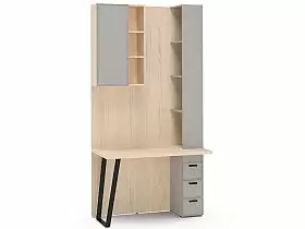 Секция Rimini серая с письменным столом, тумба справа Секция Rimini серая с письменным столом, тумба справа