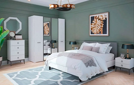 Шкаф для одежды 4дв. с зерк. Хилтон ХТ-183.03 , Д1, Белый премиум Шкаф для одежды 4дв. с зерк. Хилтон ХТ-183.03 , Д1, Белый премиум