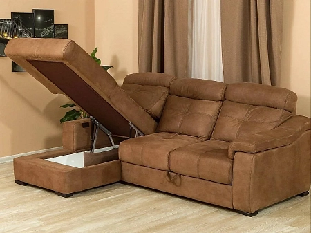 Диван угловой Хилтон дл.2 400 с оттоманкой, кожа Диван угловой Хилтон дл.2 400 с оттоманкой, кожа