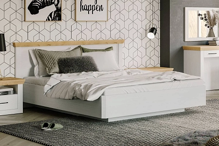 Кровать двойная(1800*2000) Магнум МГ-801.28, Блан-Шене+Дуб Бунратти Кровать двойная(1800*2000) Магнум МГ-801.28, Блан-Шене+Дуб Бунратти