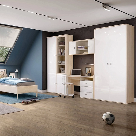 Шкаф Elegante, Вяз светлый/ Белый глянец Шкаф Elegante, Вяз светлый/ Белый глянец