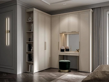 Шкаф угл. 404/404, огран.(угл.+2дв.FCD, выдв.штан.), Montreal беж Шкаф угл. 404/404, огран.(угл.+2дв.FCD, выдв.штан.), Montreal беж