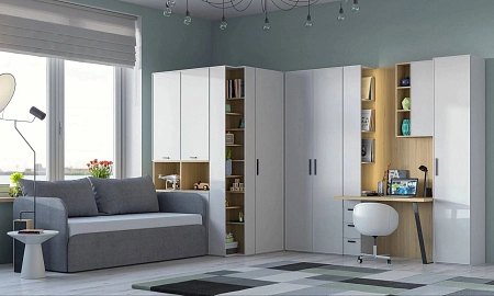 Шкаф Rimini белый/туя 2дв., стеллаж, выдв.штанга гл.404 Шкаф Rimini белый/туя 2дв., стеллаж, выдв.штанга гл.404