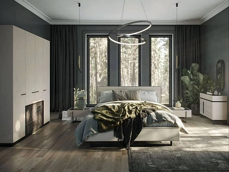 Шкаф 2 дв., Милагро МИ-201.04, Кашемир серый+Камень Пьетра+Черный графит Шкаф 2 дв., Милагро МИ-201.04, Кашемир серый+Камень Пьетра+Черный графит