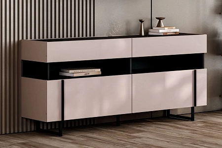 Тумба ТВ Милагро МИ-317.03, Кашемир серый+Камень Пьетра+Черный графит Тумба ТВ Милагро МИ-317.03, Кашемир серый+Камень Пьетра+Черный графит