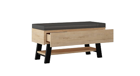 Банкетка двухместная МГ-910.02, Дуб бунратти+черный Банкетка двухместная МГ-910.02, Дуб бунратти+черный